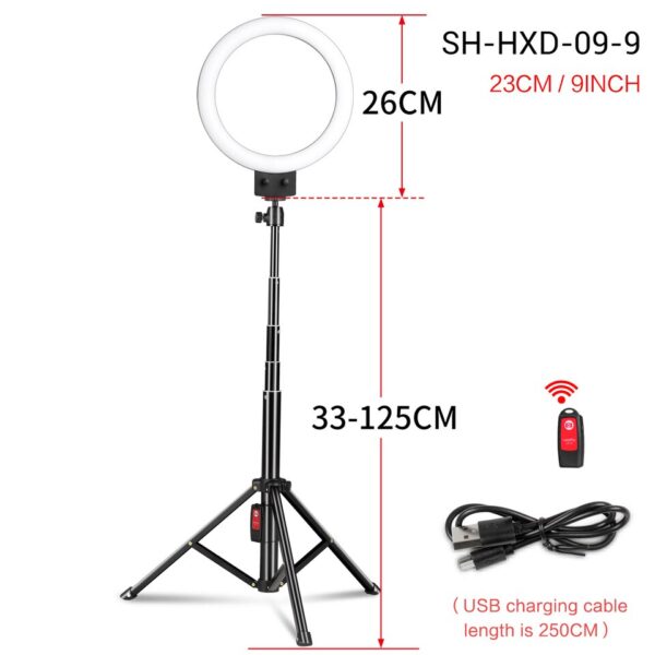 SH 9inch/23cm Selfie RingLights With Tripod Stand Usb Charge Led Lamp Dimmable Photography Light For Photo Photography Studio - Image 7