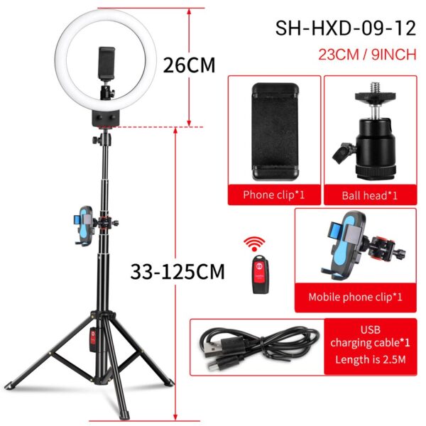 SH 9inch/23cm Selfie RingLights With Tripod Stand Usb Charge Led Lamp Dimmable Photography Light For Photo Photography Studio - Image 9