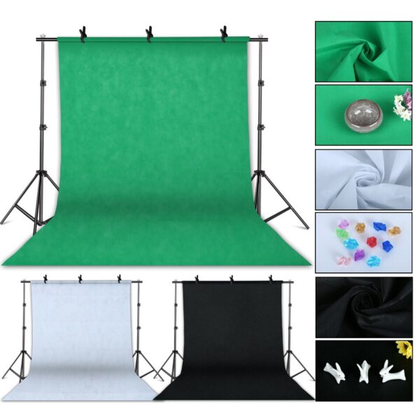 Photo Studio Lighting Kit 2x3M Background Frame With 3Pcs Backdrop Photography Light Softbox Reflect Umbrella Tripod Stand - Image 3