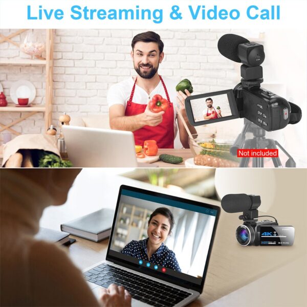 Video Camera YouTube Camera for Vlogging IR Night Vision UHD 4K Webcam 56MP 18X Digital Camcorder - Image 3