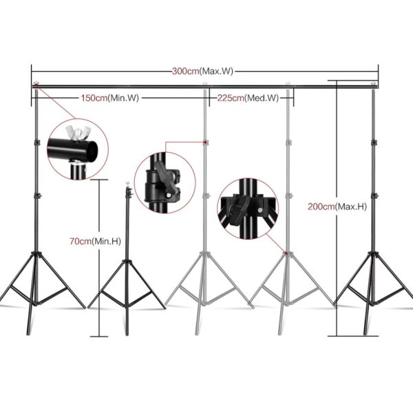 Photo Studio Lighting Kit 2x3M Background Frame With 3Pcs Backdrop Photography Light Softbox Reflect Umbrella Tripod Stand - Image 6