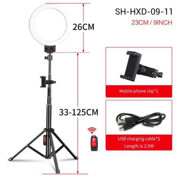 SH 9inch/23cm Selfie RingLights With Tripod Stand Usb Charge Led Lamp Dimmable Photography Light For Photo Photography Studio - Image 8