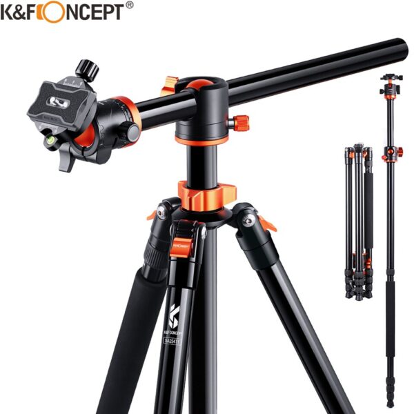 K&F Concept SA254T1 93 Inch  Camera Tripod 4 Section Aluminium Detachable Tripod with 360 Degree Ball Head Quick Release Plate