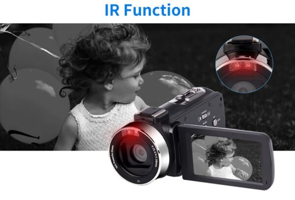 Video Camera YouTube Camera for Vlogging IR Night Vision UHD 4K Webcam 56MP 18X Digital Camcorder - Image 2