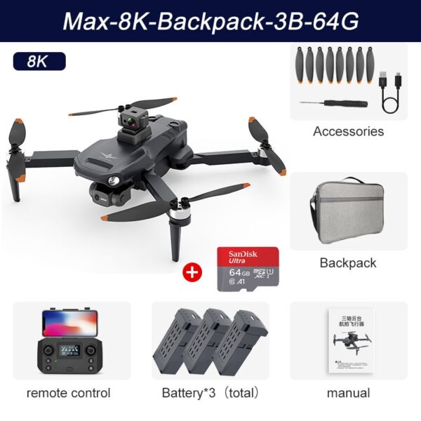 New GPS Drone 4K Profesional 8K HD Camera 3-axis anti-shake Gimbal Obstacle Avoidance aerial photography aircraft Quadcopter - Image 9