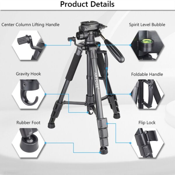 Tripod for Camera Phone Holder Mobile Flexible Professional Stand Tripod Panorama Ballhead Gopro Cellphone 160cm/62.99 inch Max - Image 6