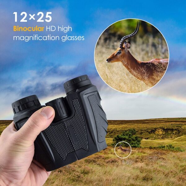 Portable High Power Hunting Binocular 12X25 BAK4 Prism Outdoor Camping Hiking Professional HD Telescopes Pocket Small Binoculars - Image 4